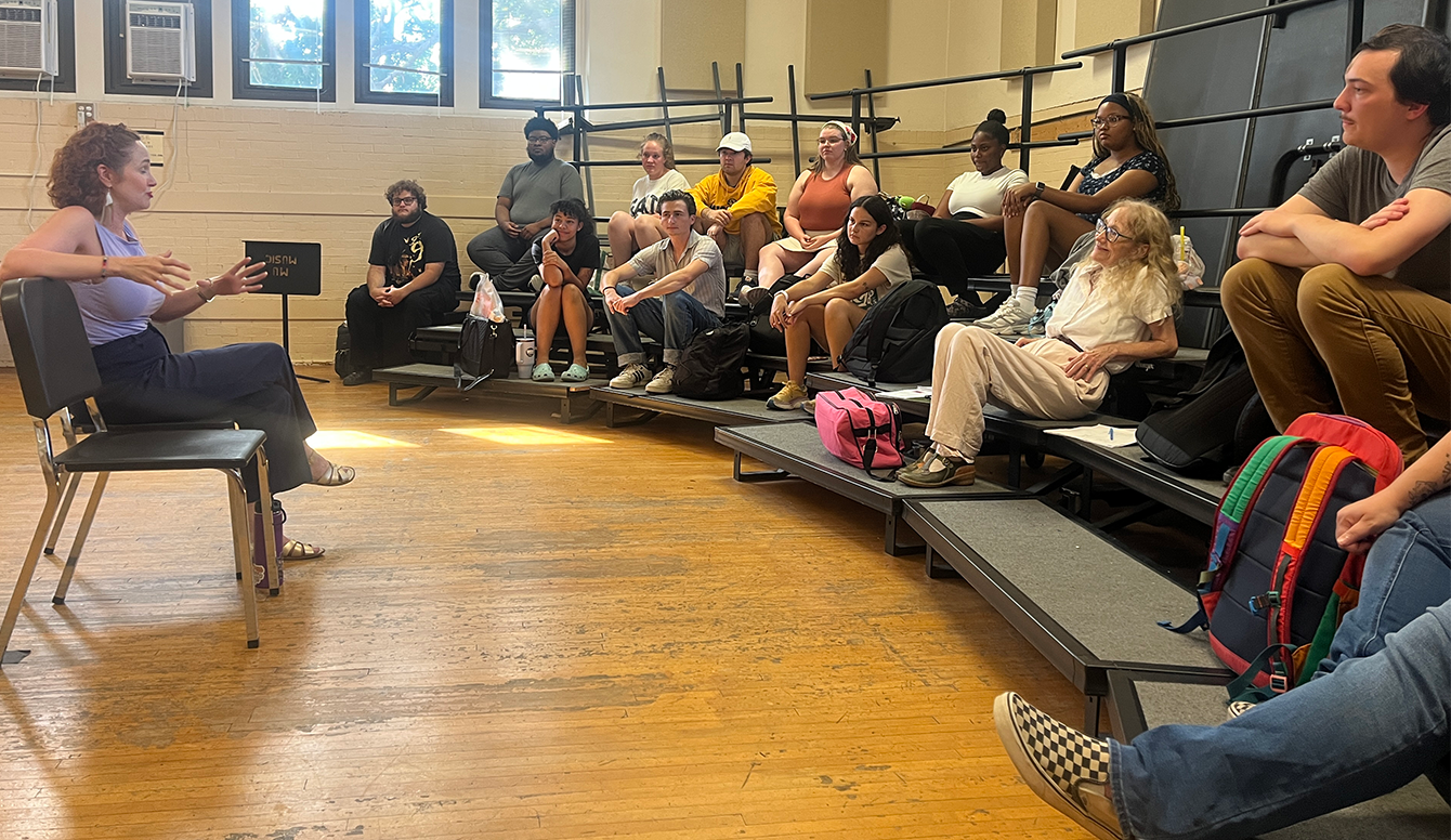 Megan Murphy Chambers with theatre students